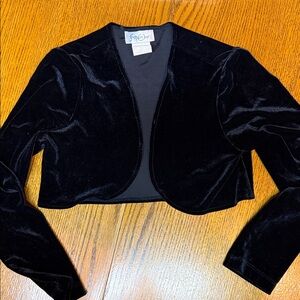 Black Velvet Cropped Bolero Shrug Jacket Small